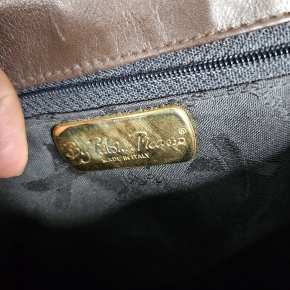 PALOMA PICASSO Vintage Luxury Designer Brown Leather Shoulder Bag Made In Italy - Picture 11 of 16